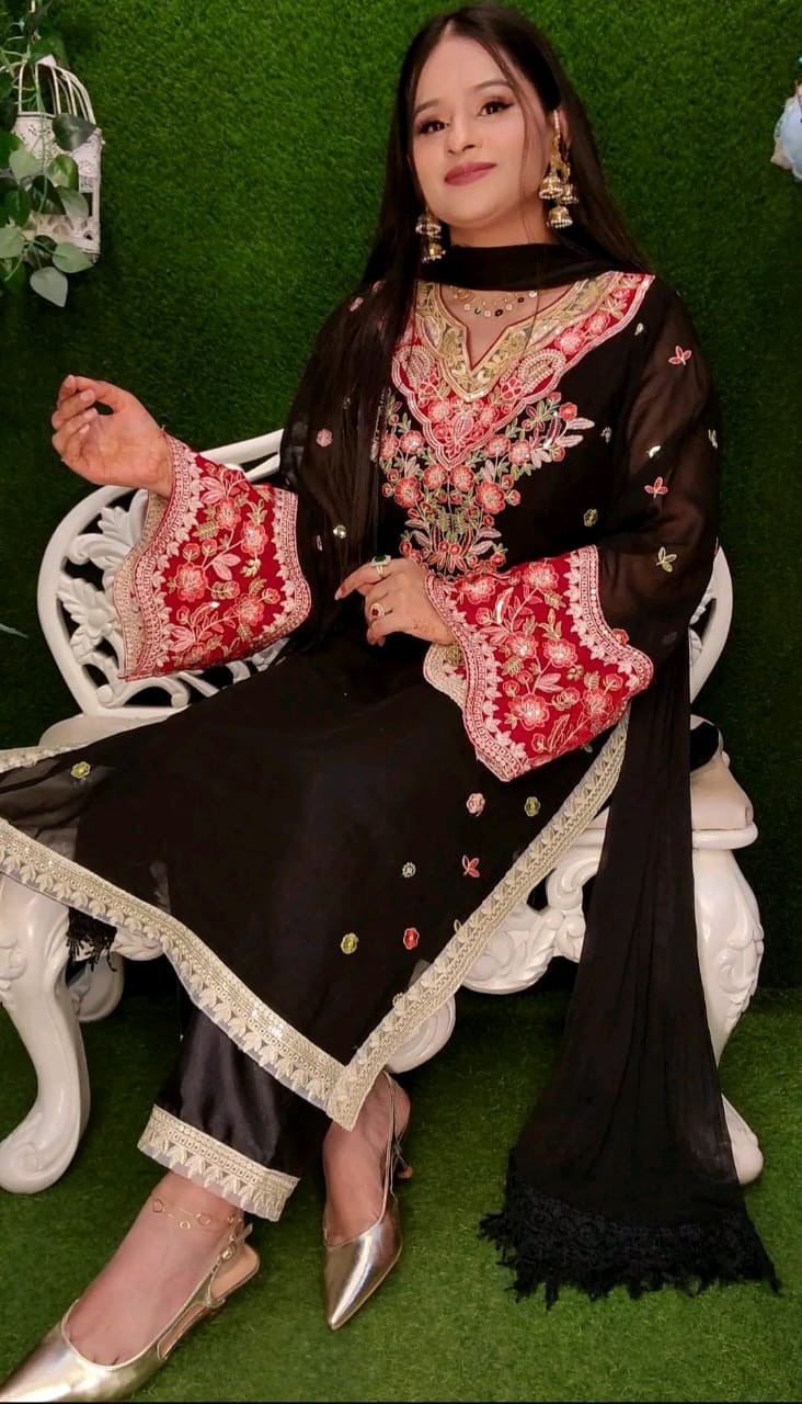 জর্জেট এমব্রয়ডারি থ্রি পিস